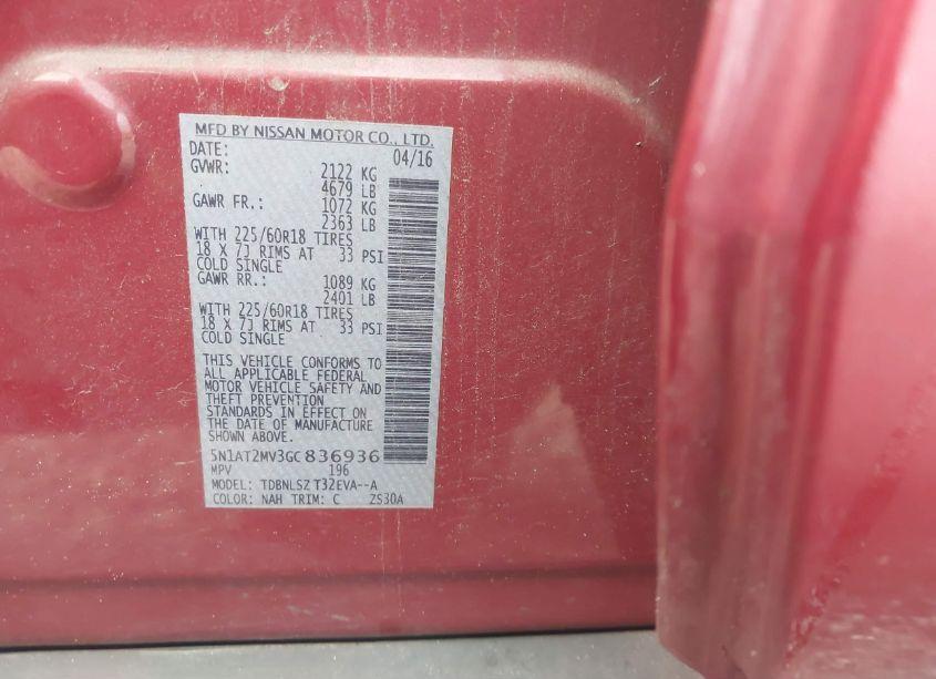 Photo 9 of 2016 Nissan Rogue SL (VIN 5N1AT2MV3GC836936)