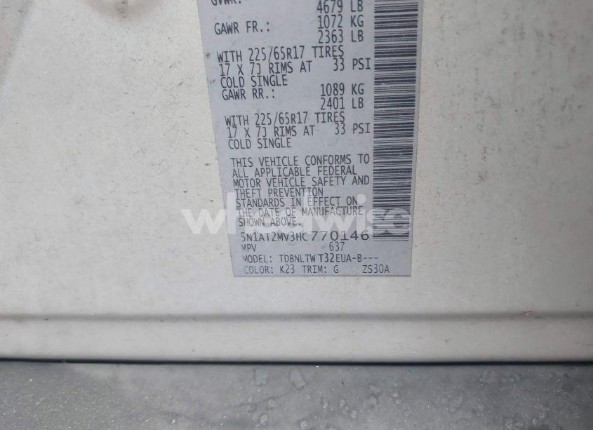 Photo 9 of 2017 Nissan Rogue SV (VIN 5N1AT2MV3HC770146)