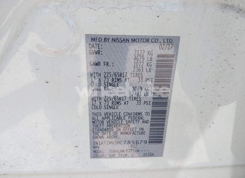 Photo 9 of 2017 Nissan Rogue S (VIN 5N1AT2MV3HC785679)