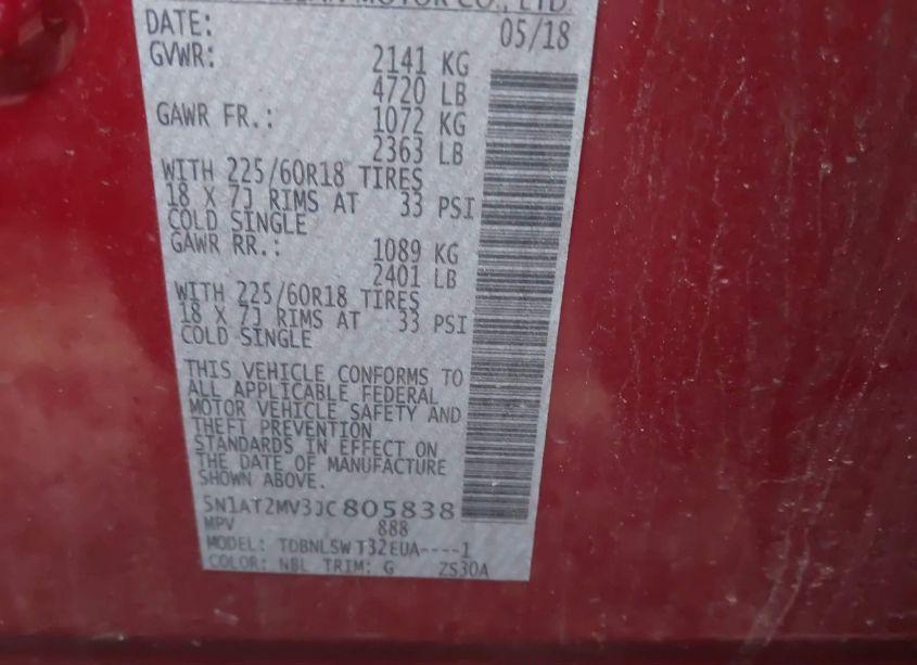 Photo 9 of 2018 Nissan Rogue SL (VIN 5N1AT2MV3JC805838)