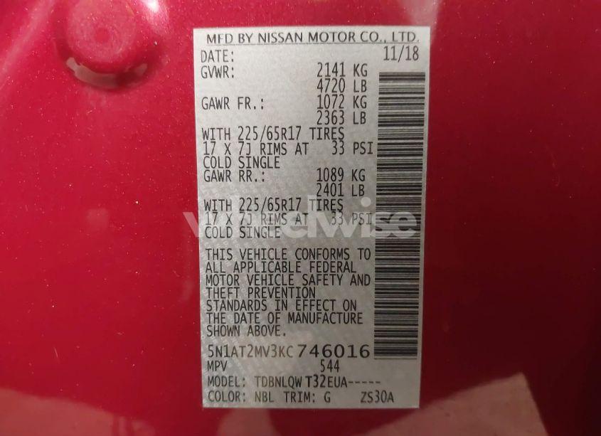 Photo 9 of 2019 Nissan Rogue SV (VIN 5N1AT2MV3KC746016)