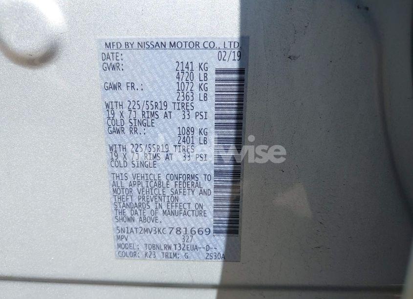 Photo 9 of 2019 Nissan Rogue SL (VIN 5N1AT2MV3KC781669)