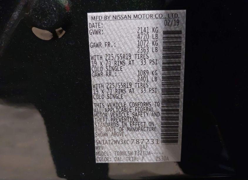 Photo 9 of 2019 Nissan Rogue SL (VIN 5N1AT2MV3KC787231)