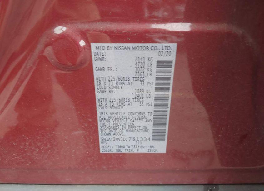 Photo 9 of 2020 Nissan Rogue SV INTELLIGENT AWD (VIN 5N1AT2MV3LC781334)