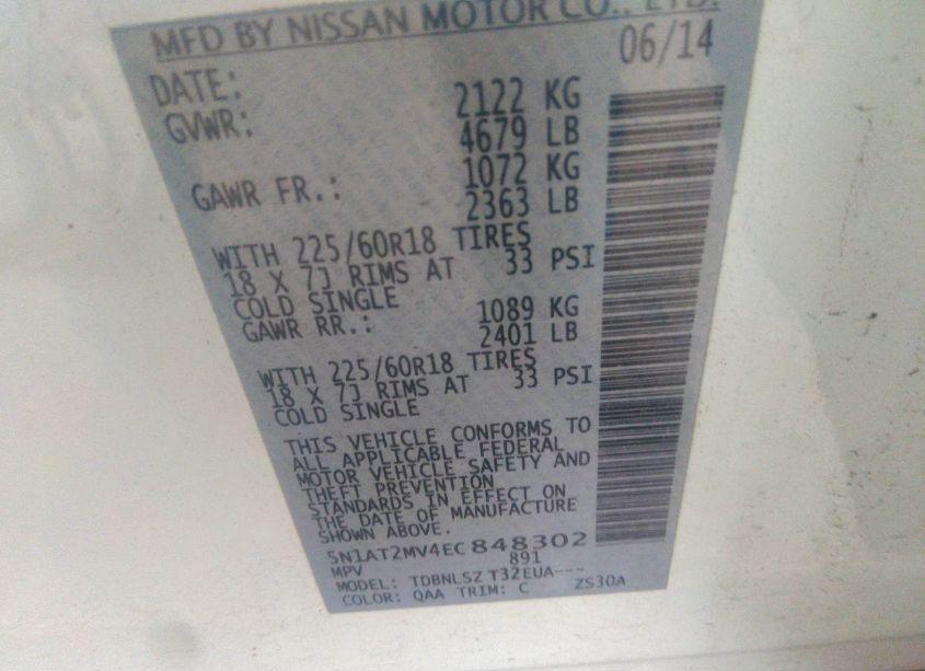 Photo 9 of 2014 Nissan Rogue SL (VIN 5N1AT2MV4EC848302)