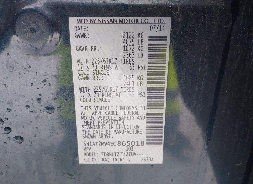 Photo 9 of 2014 Nissan Rogue SV (VIN 5N1AT2MV4EC865018)