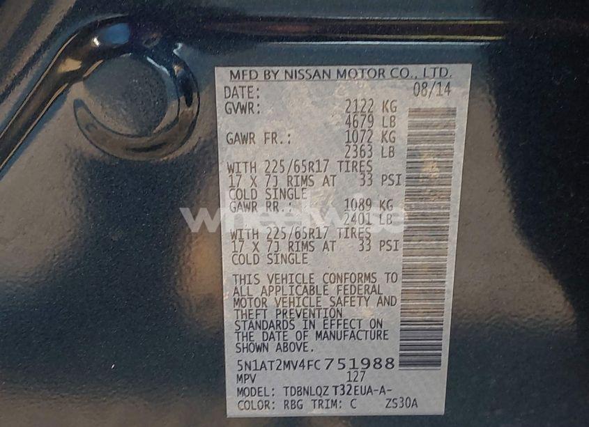 Photo 9 of 2015 Nissan Rogue SV (VIN 5N1AT2MV4FC751988)