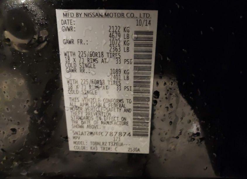 Photo 9 of 2015 Nissan Rogue SL (VIN 5N1AT2MV4FC787874)