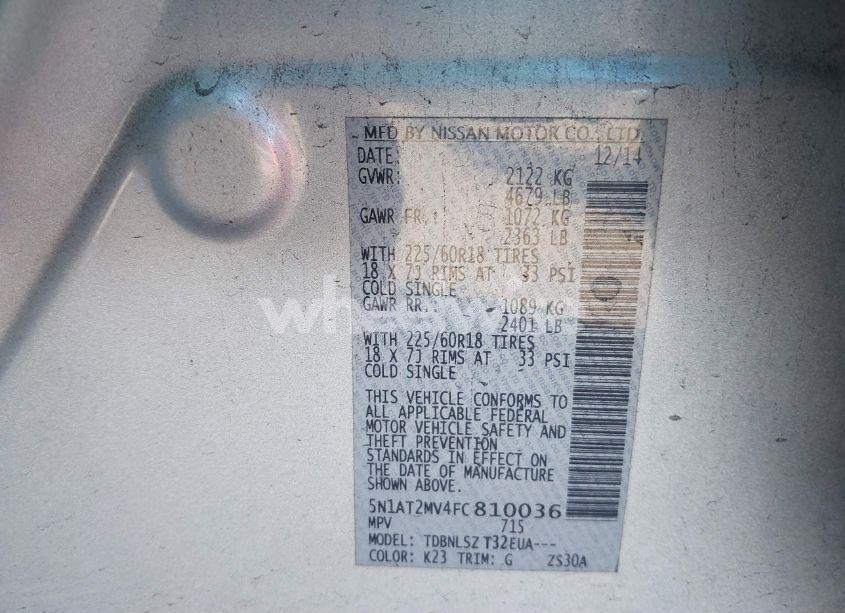 Photo 9 of 2015 Nissan Rogue SL (VIN 5N1AT2MV4FC810036)