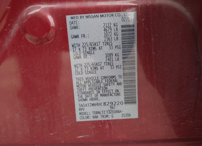 Photo 9 of 2015 Nissan Rogue SV (VIN 5N1AT2MV4FC829220)