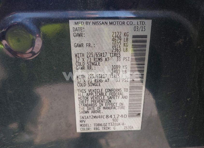 Photo 9 of 2015 Nissan Rogue SV (VIN 5N1AT2MV4FC841240)