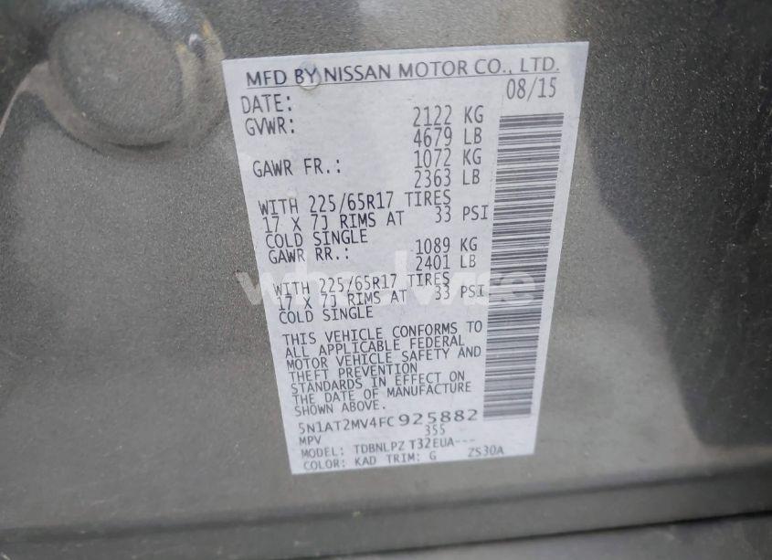 Photo 9 of 2015 Nissan Rogue S (VIN 5N1AT2MV4FC925882)