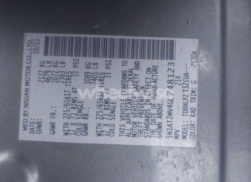 Photo 9 of 2016 Nissan Rogue S/SL/SV (VIN 5N1AT2MV4GC748123)