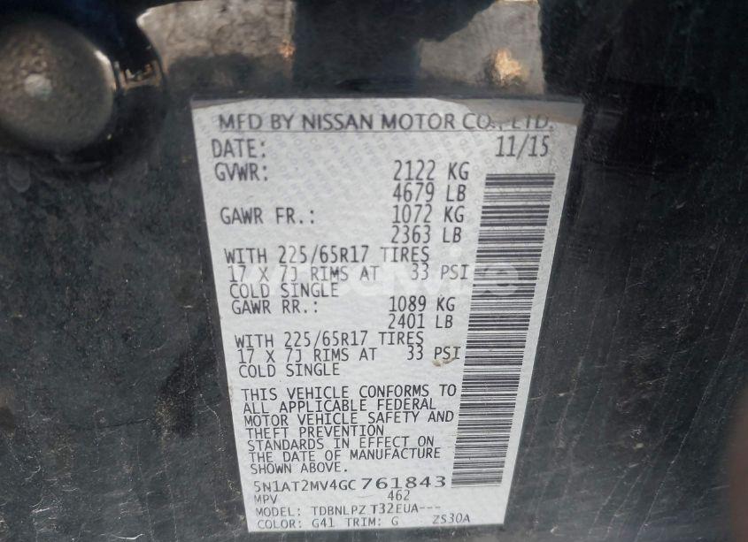 Photo 9 of 2016 Nissan Rogue S/SL/SV (VIN 5N1AT2MV4GC761843)