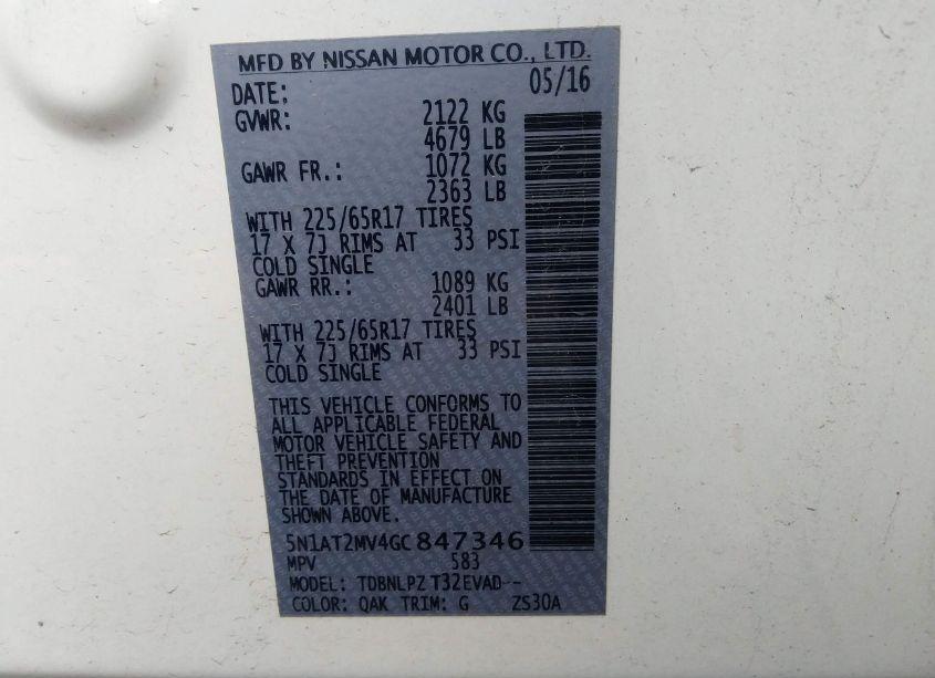 Photo 9 of 2016 Nissan Rogue S (VIN 5N1AT2MV4GC847346)