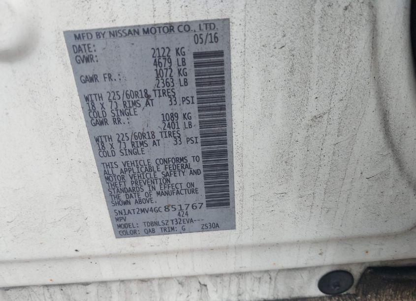 Photo 9 of 2016 Nissan Rogue SL (VIN 5N1AT2MV4GC851767)