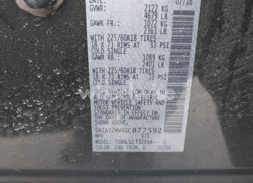 Photo 9 of 2016 Nissan Rogue SL (VIN 5N1AT2MV4GC877592)