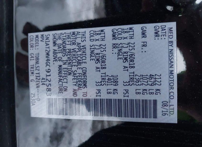 Photo 9 of 2016 Nissan Rogue SL (VIN 5N1AT2MV4GC912583)