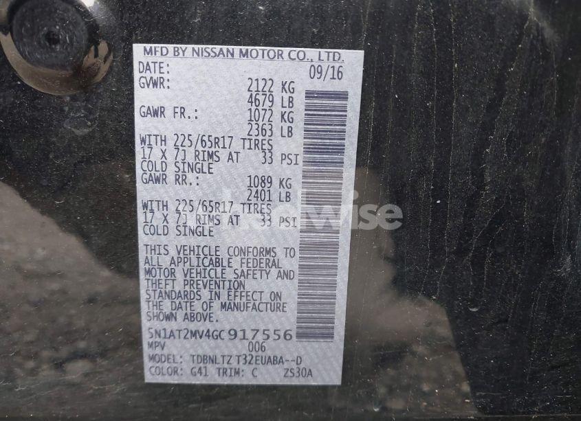 Photo 9 of 2016 Nissan Rogue SV (VIN 5N1AT2MV4GC917556)