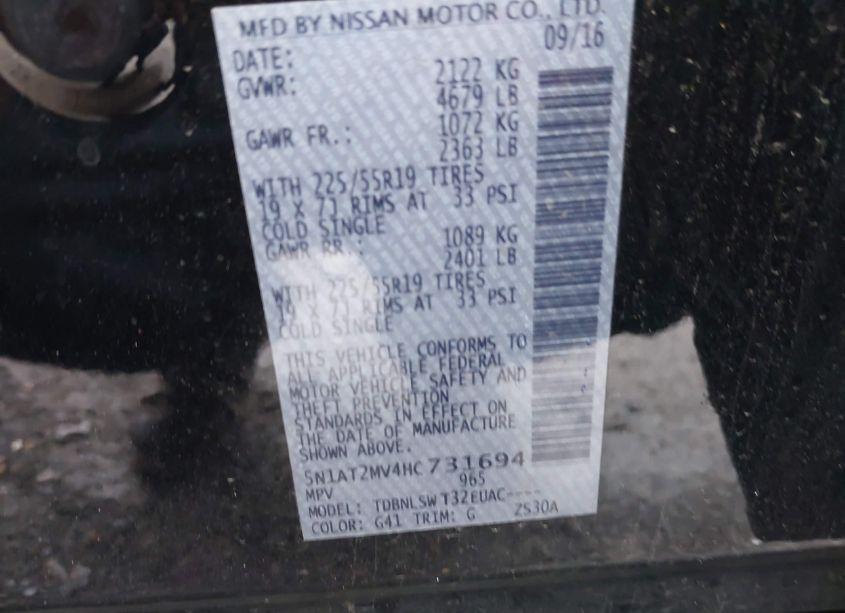 Photo 9 of 2017 Nissan Rogue SL (VIN 5N1AT2MV4HC731694)