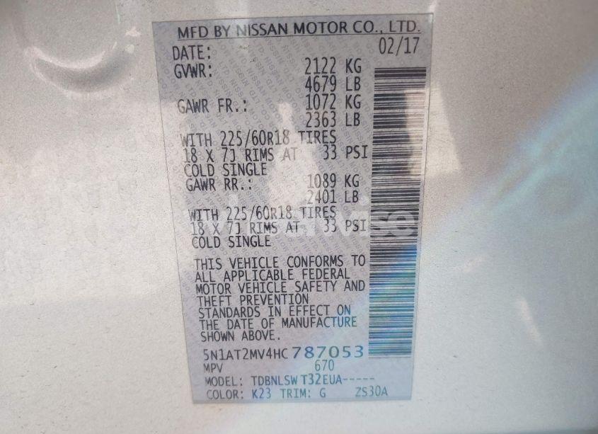 Photo 9 of 2017 Nissan Rogue SL (VIN 5N1AT2MV4HC787053)