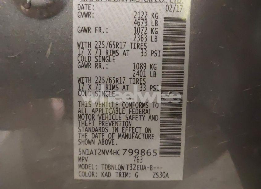 Photo 9 of 2017 Nissan Rogue SV (VIN 5N1AT2MV4HC799865)