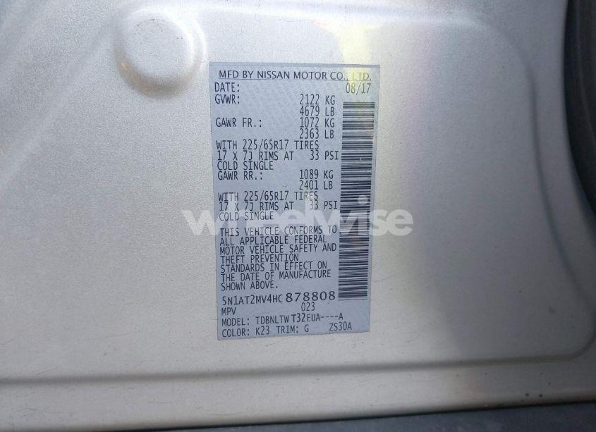 Photo 9 of 2017 Nissan Rogue SV (VIN 5N1AT2MV4HC878808)