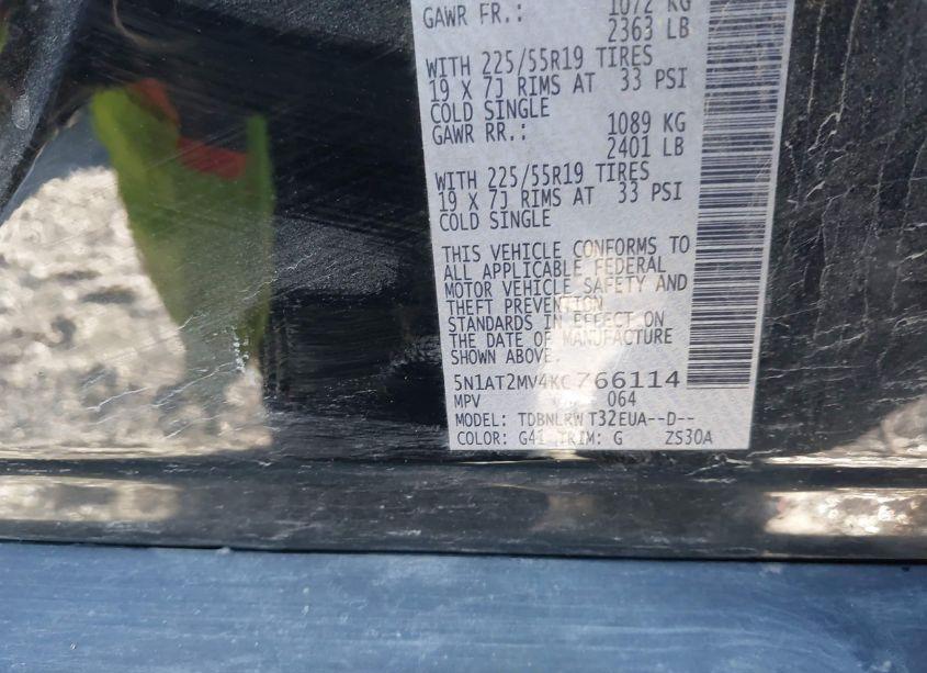 Photo 9 of 2019 Nissan Rogue SL (VIN 5N1AT2MV4KC766114)