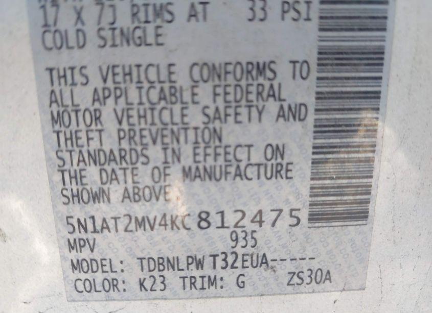 Photo 9 of 2019 Nissan Rogue S (VIN 5N1AT2MV4KC812475)