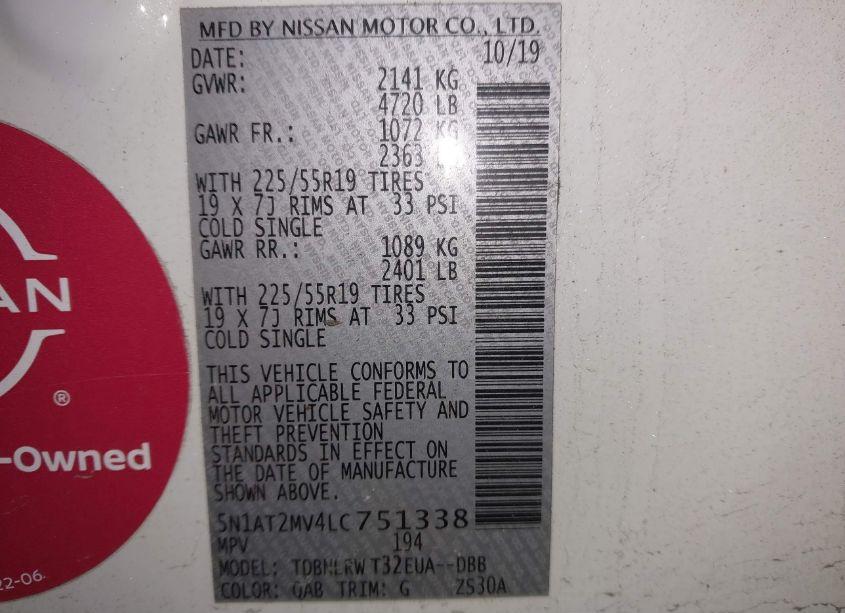 Photo 9 of 2020 Nissan Rogue SL INTELLIGENT AWD (VIN 5N1AT2MV4LC751338)