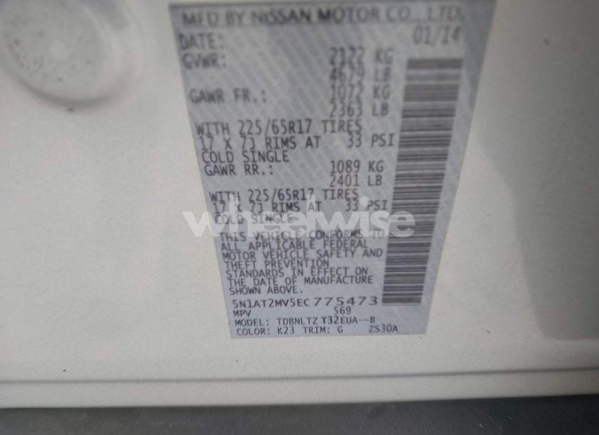 Photo 9 of 2014 Nissan Rogue SV (VIN 5N1AT2MV5EC775473)