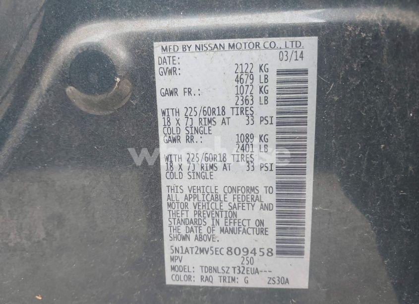 Photo 9 of 2014 Nissan Rogue SL (VIN 5N1AT2MV5EC809458)