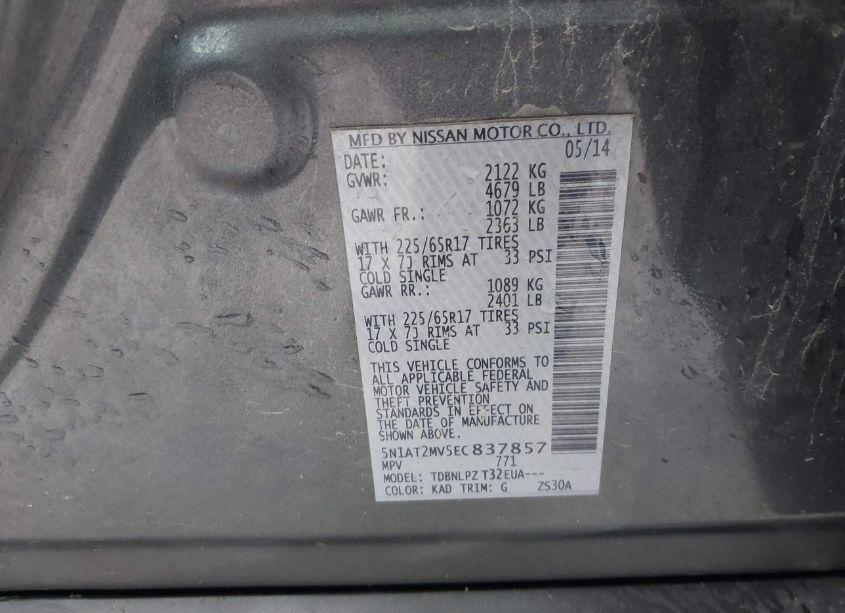 Photo 9 of 2014 Nissan Rogue S/SL/SV (VIN 5N1AT2MV5EC837857)