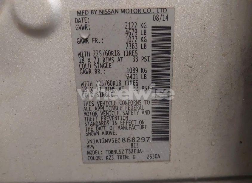 Photo 9 of 2014 Nissan Rogue SL (VIN 5N1AT2MV5EC868297)