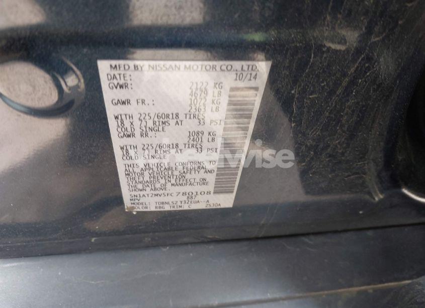 Photo 9 of 2015 Nissan Rogue SL (VIN 5N1AT2MV5FC780108)