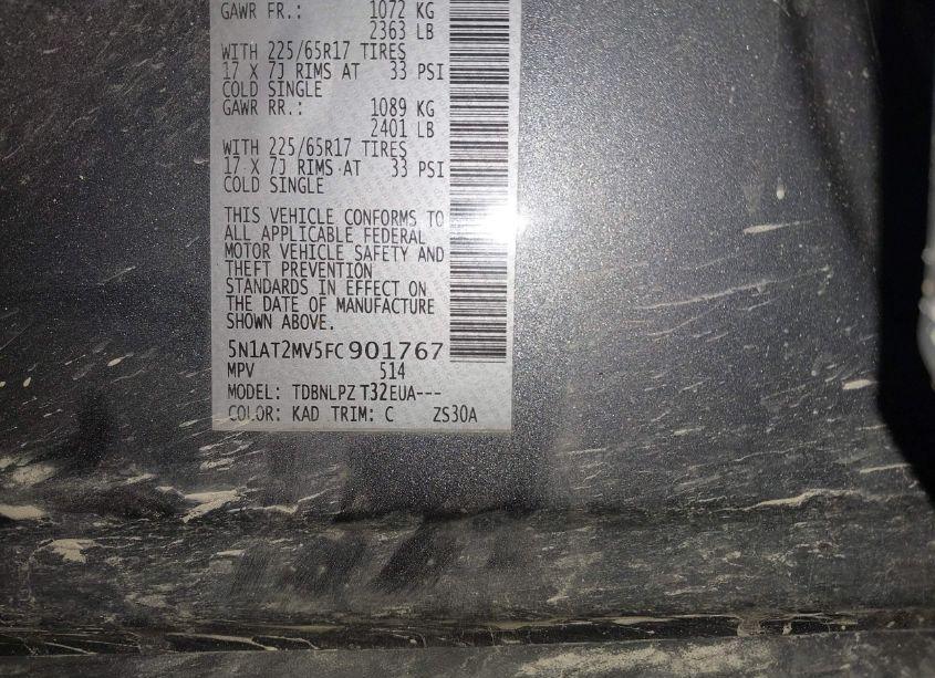 Photo 9 of 2015 Nissan Rogue S (VIN 5N1AT2MV5FC901767)