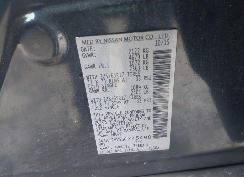 Photo 9 of 2016 Nissan Rogue SV (VIN 5N1AT2MV5GC745490)