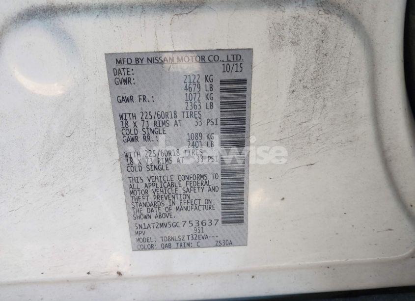 Photo 9 of 2016 Nissan Rogue SL (VIN 5N1AT2MV5GC753637)