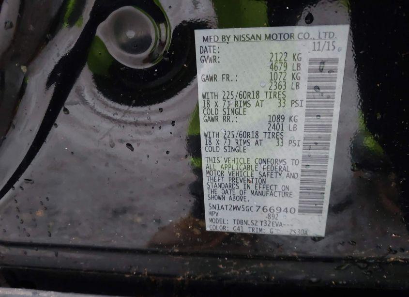 Photo 9 of 2016 Nissan Rogue SL (VIN 5N1AT2MV5GC766940)