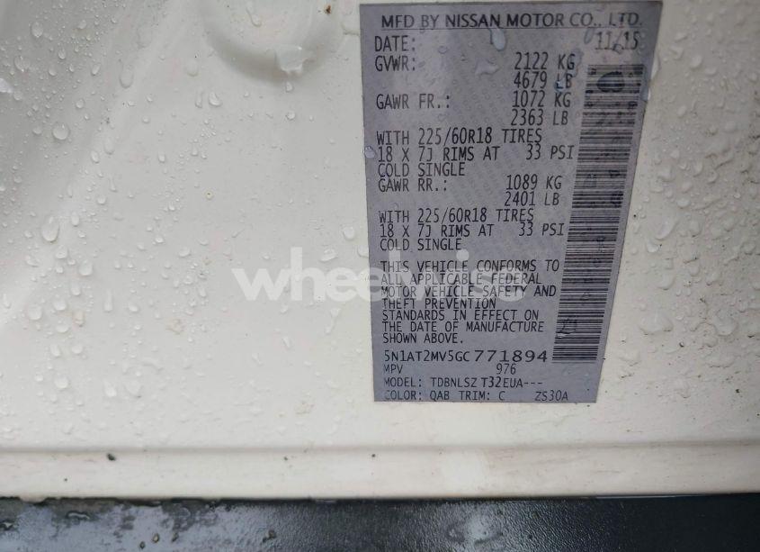 Photo 9 of 2016 Nissan Rogue SL (VIN 5N1AT2MV5GC771894)