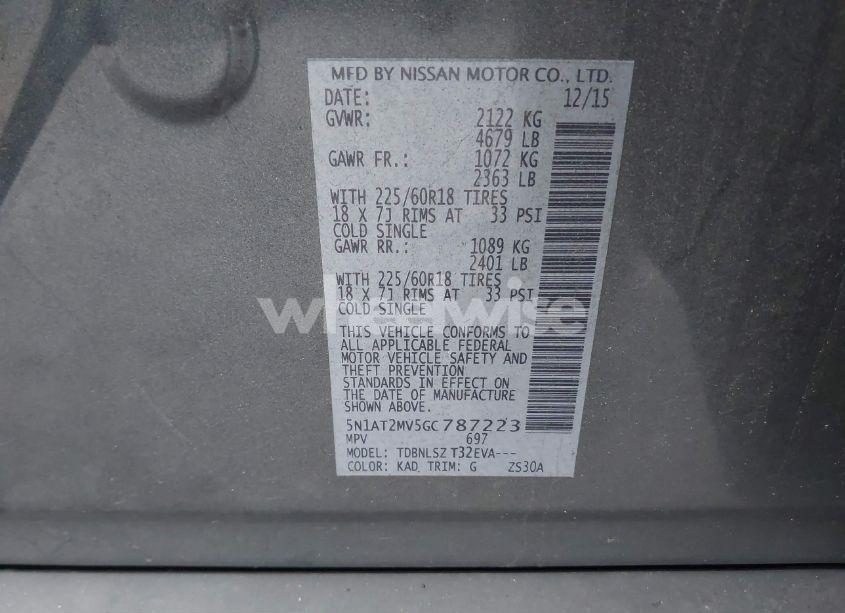 Photo 9 of 2016 Nissan Rogue SL (VIN 5N1AT2MV5GC787223)