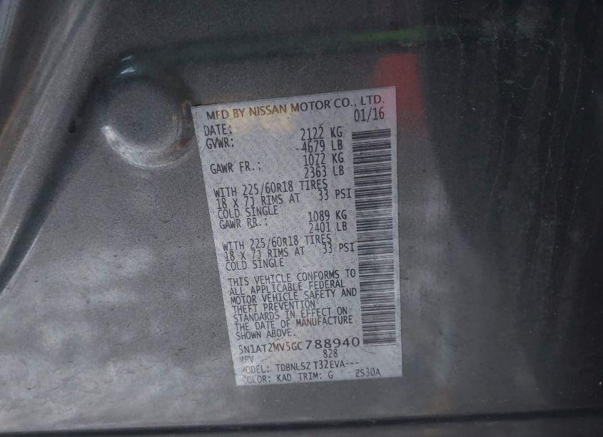 Photo 9 of 2016 Nissan Rogue SL (VIN 5N1AT2MV5GC788940)