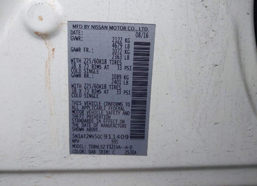 Photo 9 of 2016 Nissan Rogue SL (VIN 5N1AT2MV5GC911409)