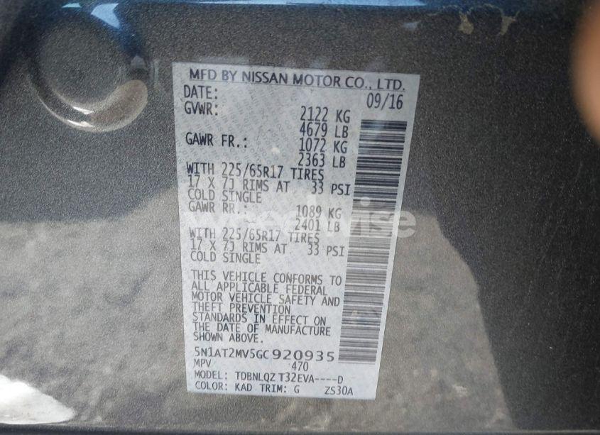 Photo 9 of 2016 Nissan Rogue SV (VIN 5N1AT2MV5GC920935)