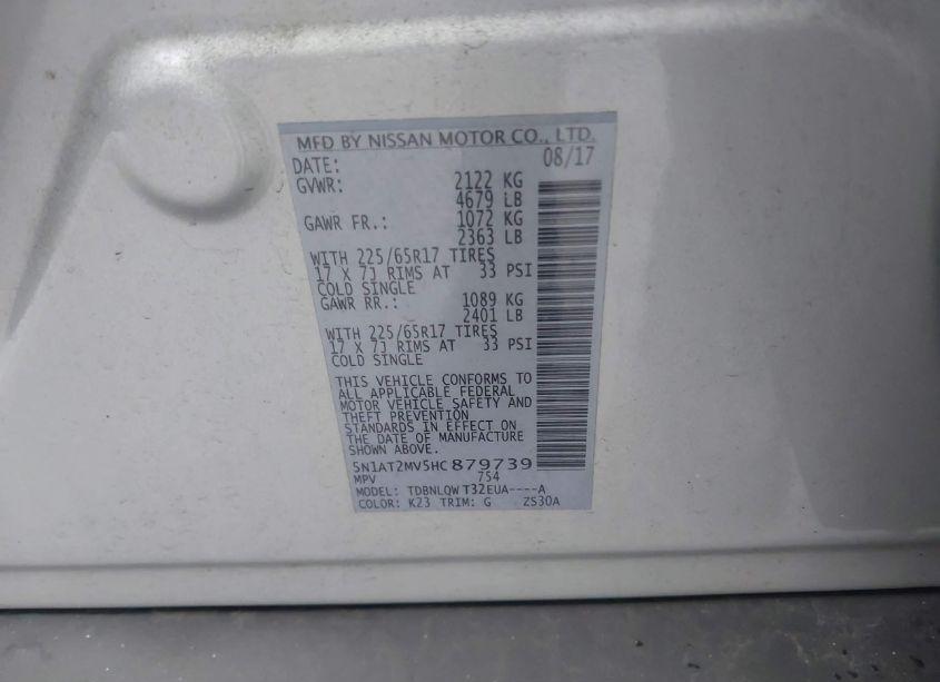 Photo 9 of 2017 Nissan Rogue SV (VIN 5N1AT2MV5HC879739)