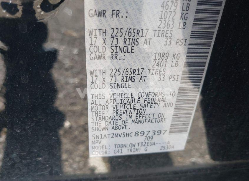 Photo 9 of 2017 Nissan Rogue SV (VIN 5N1AT2MV5HC897397)