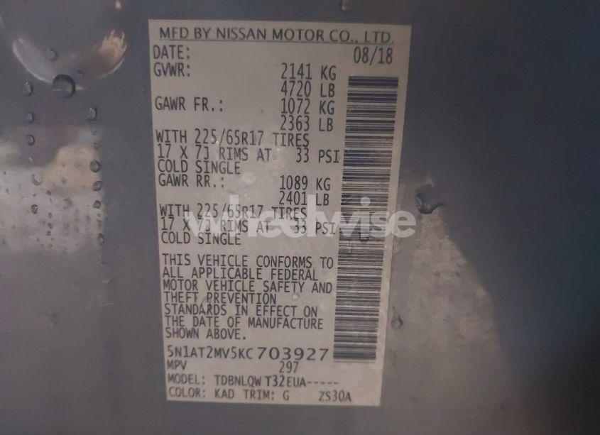 Photo 9 of 2019 Nissan Rogue SV (VIN 5N1AT2MV5KC703927)