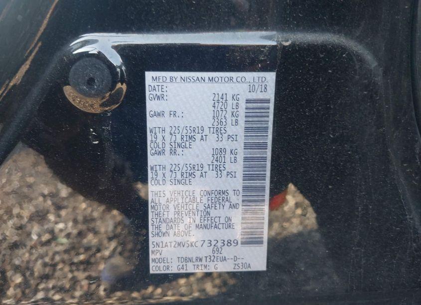 Photo 9 of 2019 Nissan Rogue SL (VIN 5N1AT2MV5KC732389)