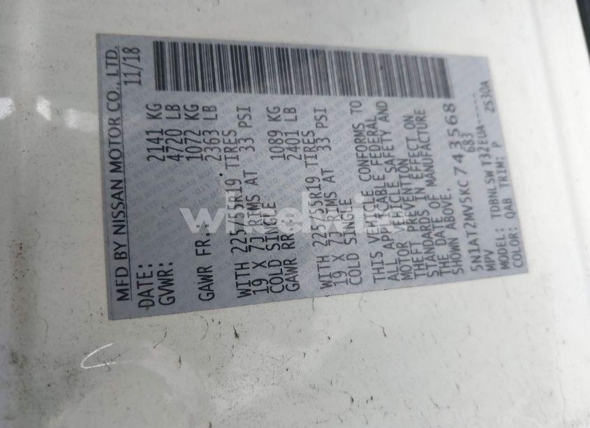 Photo 9 of 2019 Nissan Rogue SL (VIN 5N1AT2MV5KC743568)