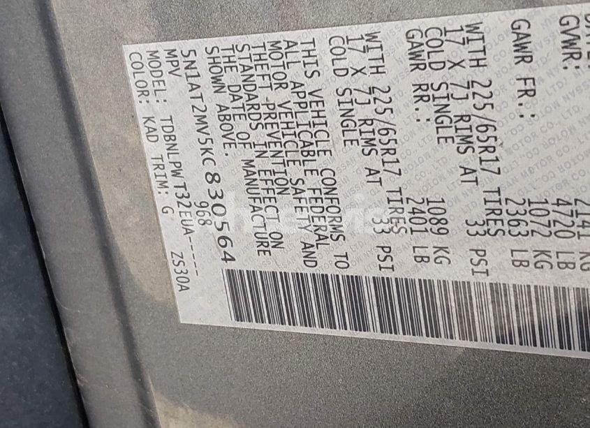 Photo 9 of 2019 Nissan Rogue S (VIN 5N1AT2MV5KC830564)